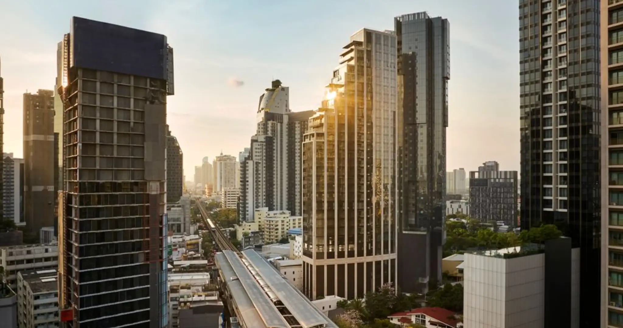 Bangkok city skyline with luxury condominiums